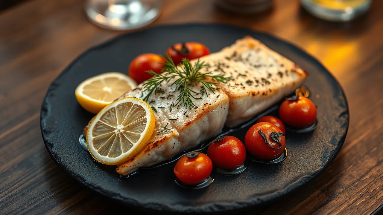Signature baked salmon at The Blue Anchor Kitchen