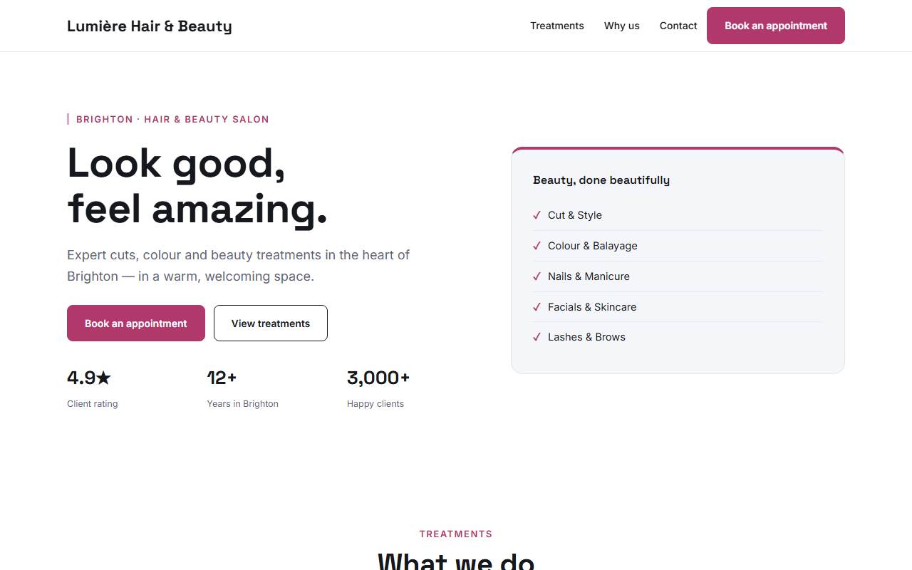 Beauty & Hair Salons — Sharp demo