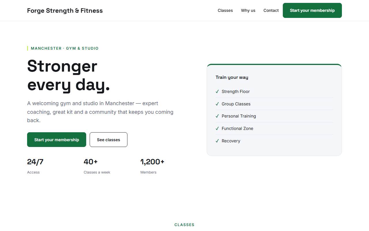 Gyms & Fitness — Sharp demo