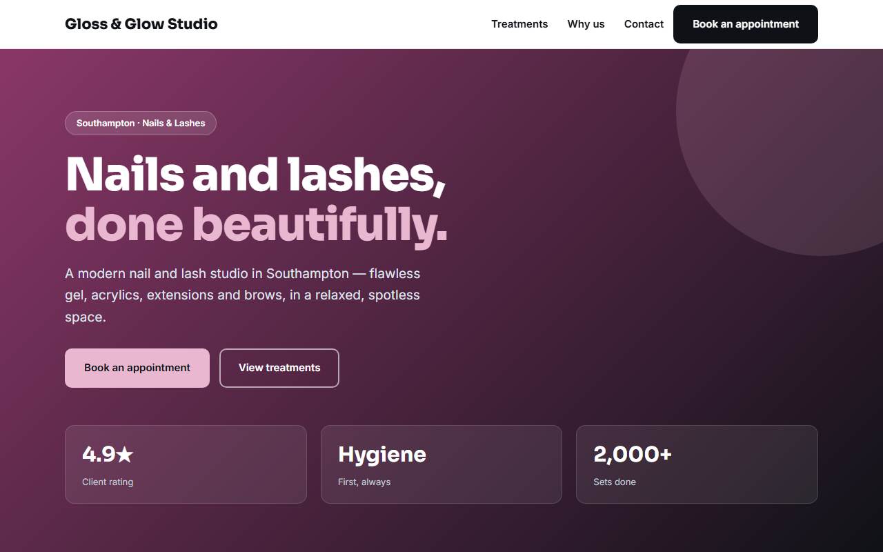 Nails & Lashes — Bold demo