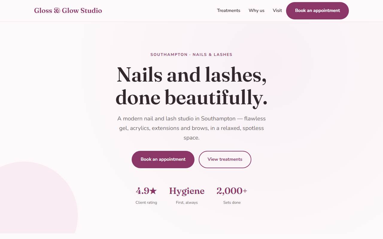 Nails & Lashes — Soft demo