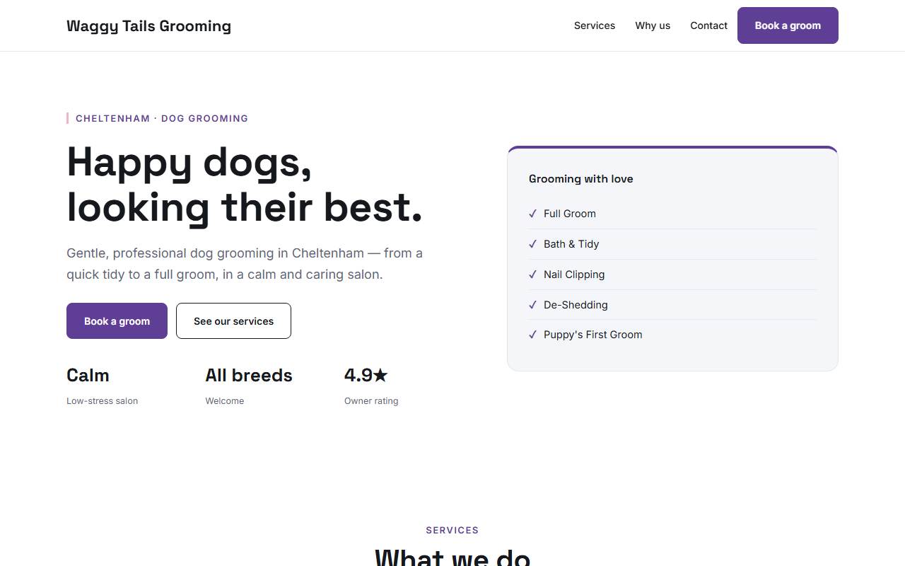 Pet Grooming — Sharp demo