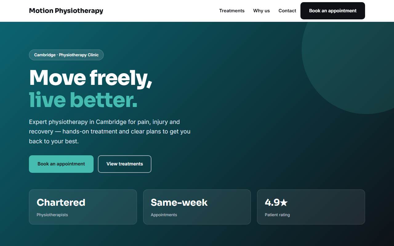 Physiotherapy & Clinics — Bold demo