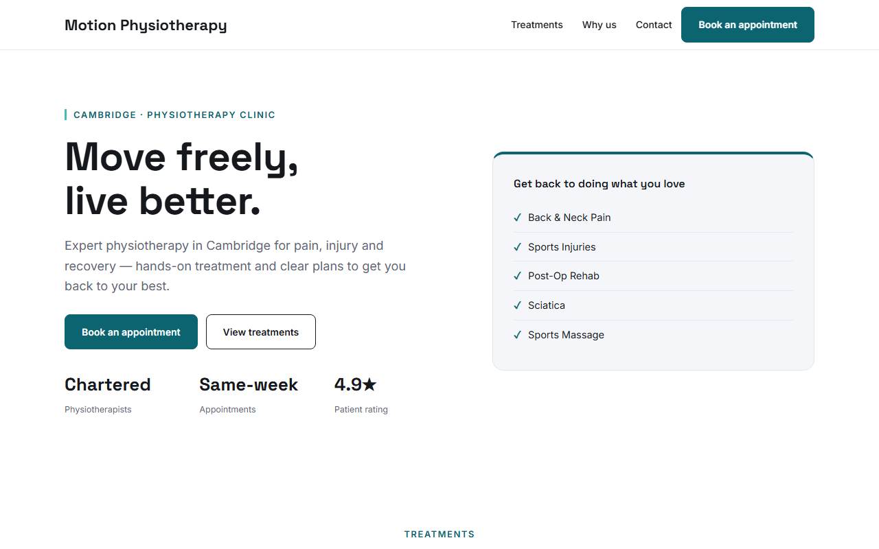Physiotherapy & Clinics — Sharp demo