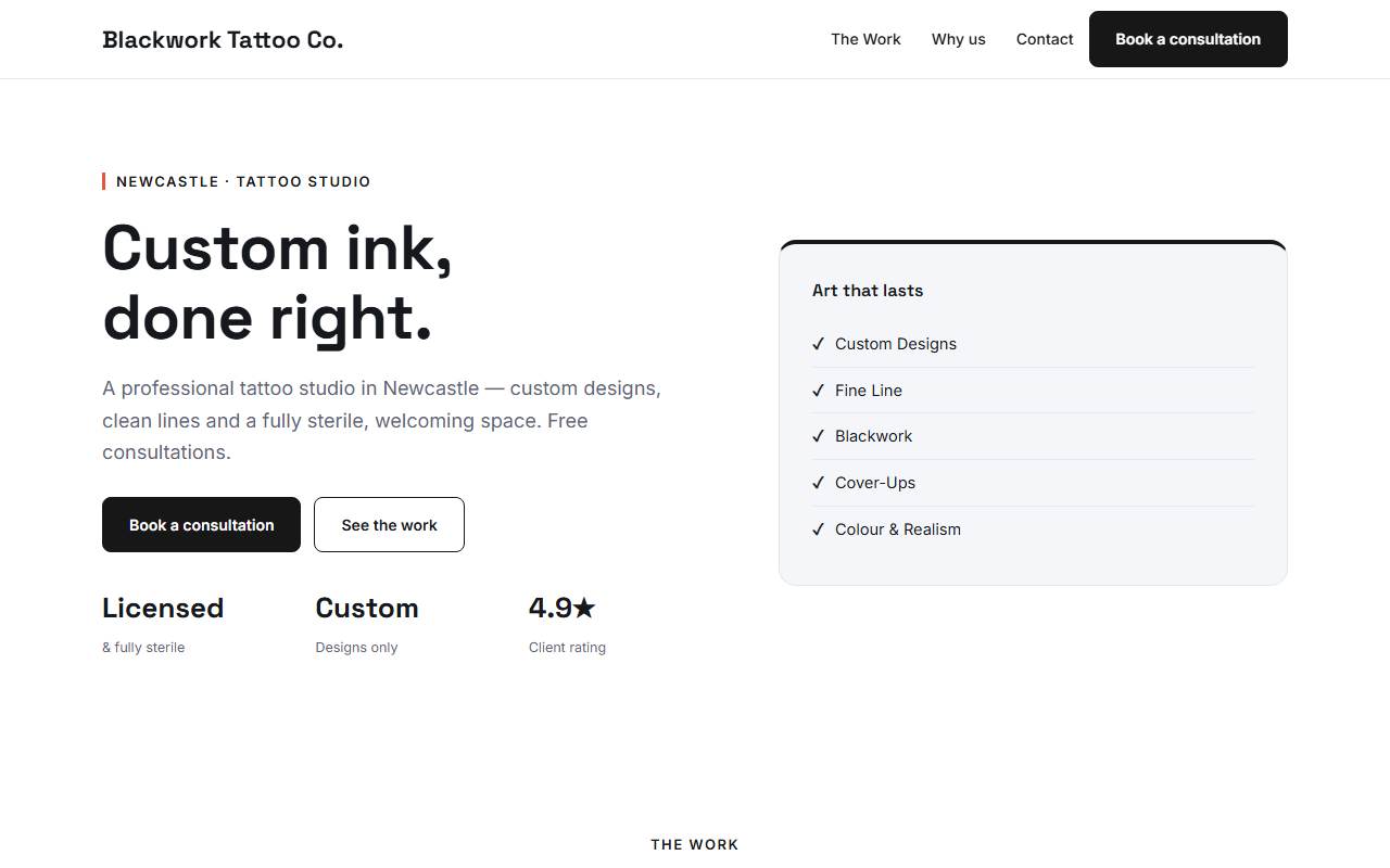 Tattoo Studios — Sharp demo